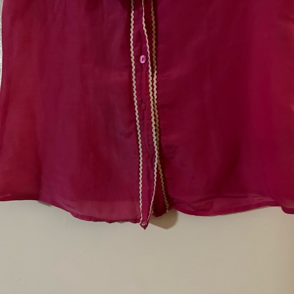 " MM Couture" Women's Medium Pink Button Up Blouse 35% Silk - Picture 4 of 9